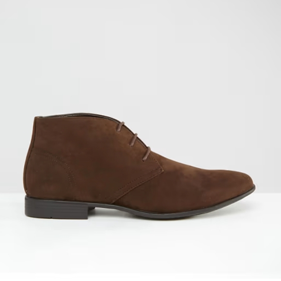 NWOT Men's ASOS Design Chukka Boots in Brown Faux Suede - Picture 2 of 7